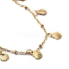 Summer Beach 304 Stainless Steel Shell Shaped Charm Anklets for Women AJEW-AN00658-6