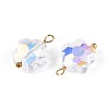 Electroplate Glass Flower Charms STAS-N110-15G-2