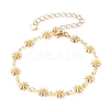 Brass Enamel Daisy Link Bracelets BJEW-JB05674-1