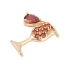 Brass Cubic Zirconia with Glass Pendants KK-Q026-24G-2
