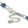 304 Stainless Steel Enamel Flower Link Chain Necklaces with Glitter Powder NJEW-S431-05P-03-3