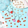 DIY Flat Round with Letter A~Z Alloy Enamel Pendant Keychain Making Kits DIY-CJ0002-77-6