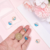 8Pcs 2 Colors Brass Sky Blue Cubic Zirconia Connector Charms KK-BBC0018-19-3