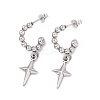 Tarnish Resistant 304 Stainless Steel Ring with Star Dangle Stud Earrings LS-EJEW-B018-03P-1