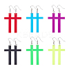 6 Pairs 6 Colors Acrylic Cross Dangle Earrings with Platinum Iron Pins for Woman EJEW-FI0003-25-1