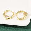 Heart Brass Micro Pave Clear Cubic Zirconia Hoop Earrings EJEW-D348-13G-5