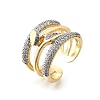 Brass Micro Pave Cubic Zirconia Cuff Rings RJEW-V007-05GP-4