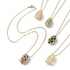 Mixed Natural Gemstone Bullet Pendant Necklaces NJEW-JN04549-1