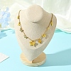 Butterfly Bowknot Flowers 304 Stainless Steel Cable Chain Necklaces NJEW-FS00006-4