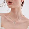 1pc Brass Chain with Alloy Letter Pendants Necklaces NJEW-LP0001-41H-P-4