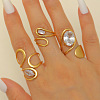304 Stainless Steel Cubic Zirconia Cuff Rings Sets for Women FS-WG503C7-18-1