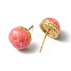 Enamel Half Round Stud Earrings EJEW-P229-01G-05-2