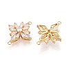 Brass Pave Clear Cubic Zirconia Connector Charms KK-N284-10G-2
