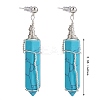 Synthetic Turquoise Bullet Dangle Stud Earrings EJEW-PH01406-02-7