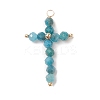 Natural Apatite Faceted Round Copper Wire Wrapped Pendants PALLOY-JF02011-06-1