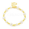 Rack Plating Grooved Round Brass Beaded Bracelets BJEW-P322-20G-1