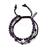 Adjustable Natural Amethyst & Hematite Braided Bead Bracelets BJEW-U035-01C-4