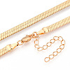 Brass Flat Snake Chain Necklaces for Women Men NJEW-N054-05G-2