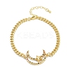 Brass Micro Pave Clear Cubic Zirconia Link Bracelets LS-BJEW-M050-03G-01-4