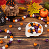 Halloween Theme 5 Strands Spray Painted Natural Wood Beads Strands WOOD-SP0001-02B-4