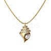 Summer Beach 925 Sterling Silver Micro Pave Clear Cubic Zirconia Cable Chain Conch Shell Pendant Necklaces NJEW-Q342-05G-1