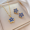 Brass Micro Pave Cubic Zirconia Pendant Necklace & Stud Earrings WG7AC39-28-1