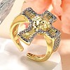 Brass Micro Pave Clear Cubic Zirconia Cuff Rings RJEW-U035-02GP-01-1