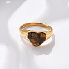 Heart Natural Tiger Eye Finger Rings RJEW-D303-01G-01-5