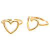 Ion Plating(IP) 304 Stainless Steel Hollow Heart Cuff Rings RJEW-N038-122LG-2