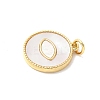 Brass Pave Natural White Shell Pendants KK-S522-11G-2