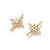 Brass Micro Pave Clear Cubic Zirconia Connector Charms KK-P355-28G-2