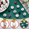 180Pcs 6 Styles Christmas Snowman Print Wood European Beads WOOD-PH0003-03B-4