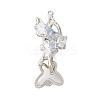 Brass Micro Pave Clear Cubic Zirconia Fold Over Clasps KK-S382-11P-1