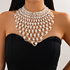 Woven Round Imitation Pearl Multilayer Bib Necklaces for Women FS-WGEC5FA-01-1