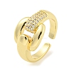 Brass Micro Pave Cubic Zirconia Open Cuff Ring AJEW-U003-06G-1