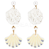 ANATTASOUL 2 Pairs 2 Color Resin Shell Shape Dangle Stud Earrings with Imitation Pearl Beaded EJEW-AN0002-62-1
