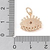 Brass Pave Clear Cubic Zirconia & Shell Eye Charms with Jump Rings KK-Q816-04G-3