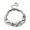 Stainless Steel Crystal Rhinestone Heart Multi-strand Bracelets for Women BJEW-G719-09P-1