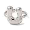 Initials Brass Open Cuff Ring for Women RJEW-N046-02U-P-2