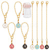 Flat Round with Letter A Alloy Enamel Pendant Decoration HJEW-AB00704-1