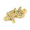 Rack Plating Brass Micro Pave Clear Cubic Zirconia Fe Word Links KK-B091-51G-2