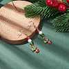 Enamel Reindeer Charm with Glass Pearl Dangle Earrings EJEW-JE04961-02-2