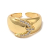 Brass Micro Pave Cubic Zirconia Open Cuff Rings for Women RJEW-G325-01A-G-2