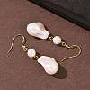Electroplated 304 Stainless Steel Imitation Pearl Dangle Earrings EJEW-Z129-18G-3