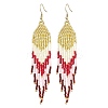 Bohemian Style TOHO Round Seed Tassel Dangle Earrings EJEW-MZ00153-1