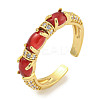 Oval Rack Plating Brass Micro Pave Cubic Zirconia Open Cuff Rings for Women RJEW-F162-05G-03-1
