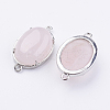 Brass Natural Rose Quartz Links connectors LS-G-E398-04R-1
