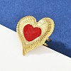 Heart 304 Stainless Steel Enamel Finger Rings for Women RJEW-G355-09G-02-1