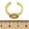 Brass Micro Pave Clear Cubic Zirconia Enamel Cuff Rings for Women RJEW-L113-030G-5