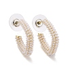 Imitation Pearl Beaded Twist C-shape Stud Earrings LS-EJEW-C006-02-1